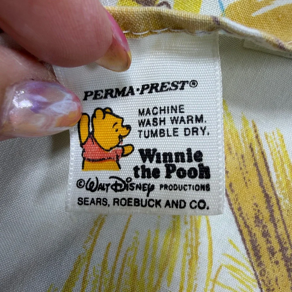 Vintage Winnie the Pooh Twin Flat Sheet Fabric PermaPrest Disney Storybook Print
